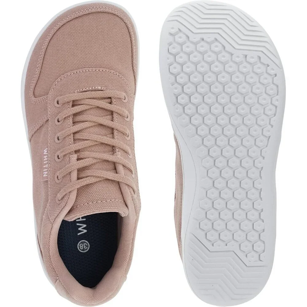 WHITIN Women's Wide Toe Box Barefoot Sneakers Canvas Minimalist Shoes Blush